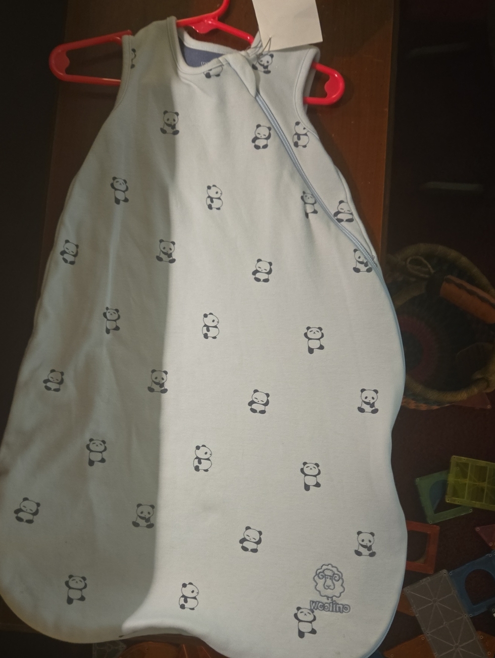 Woolino Baby Sleep Sack - Light Blue Panda Print